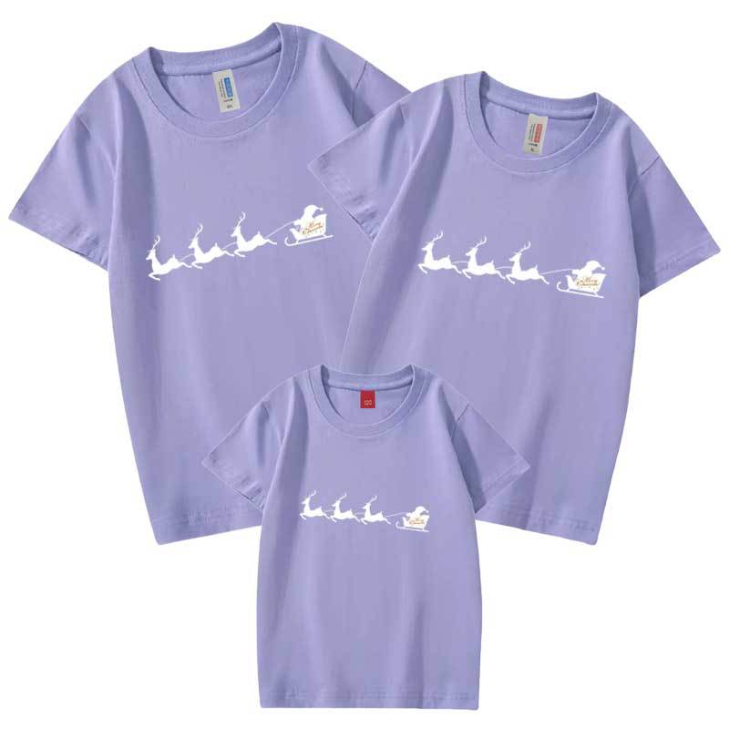 Nueva camiseta de media manga de algodón para padres e hijos de verano 2022 Navidad cabeza de alce Año Nuevo Feliz Navidad Año Nuevo ropa