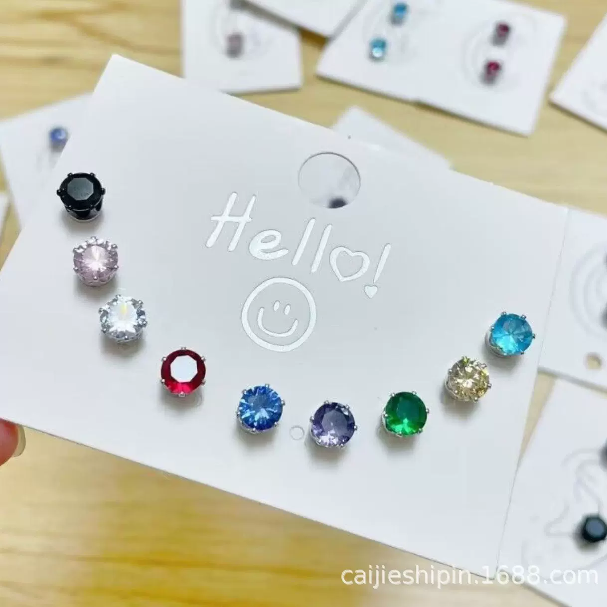 19彩色百搭不易过敏耳蜗耳骨钉抗过敏耳钉爆闪耳钉合金闪钻爆闪A1