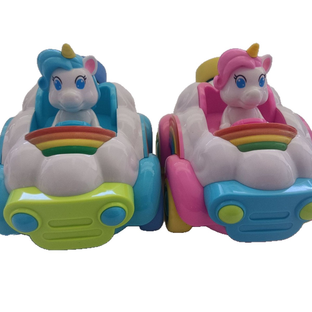 Coche de juguete modelo unicornio musical de dibujos animados transfronterizo con control remoto, arcoíris, rosa y azul, para niños y niñas