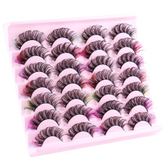 14-Pair Pack of European and American Cross-Border Colored Eyelash Extensions with Curling, Voluminous Design—Perfect for Stage Makeup and Dramatic Eye Looks
