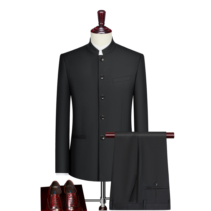 Chinese tunic suit men's slim fit Chinese groom dress Chinese collar suit Chinese style Four Seasons factory direct sale