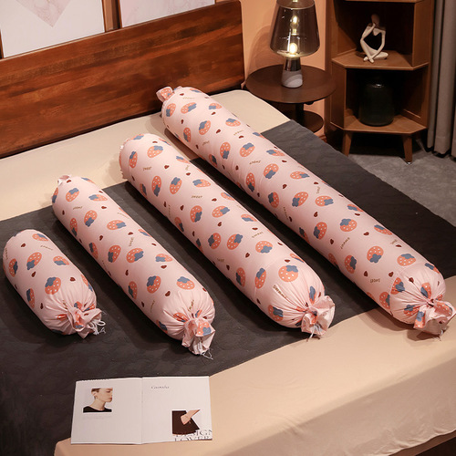 Cartoon animal fruit candy cylinder long pillow plush toy knee pillow with removable inner sleeve