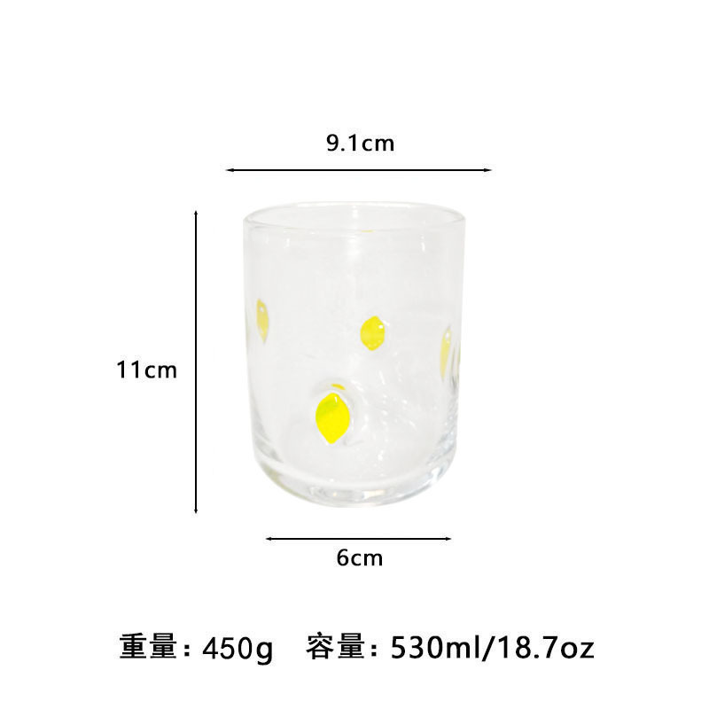 中古人工开口贴片水晶玻璃杯樱桃草莓压花贴片装饰饮品咖啡杯|undefined