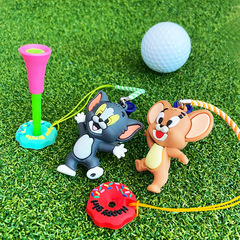 新品ゴルフスパイクかわいい漫画猫とネズミペンダントゴルフボールホルダー83mmプラスチックボールTE