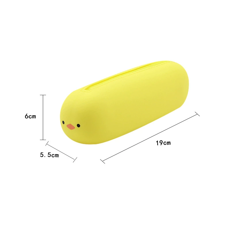 Cartoon silicone handheld cute capacious pencil case, universal storage bag for students, new collection, fall protection