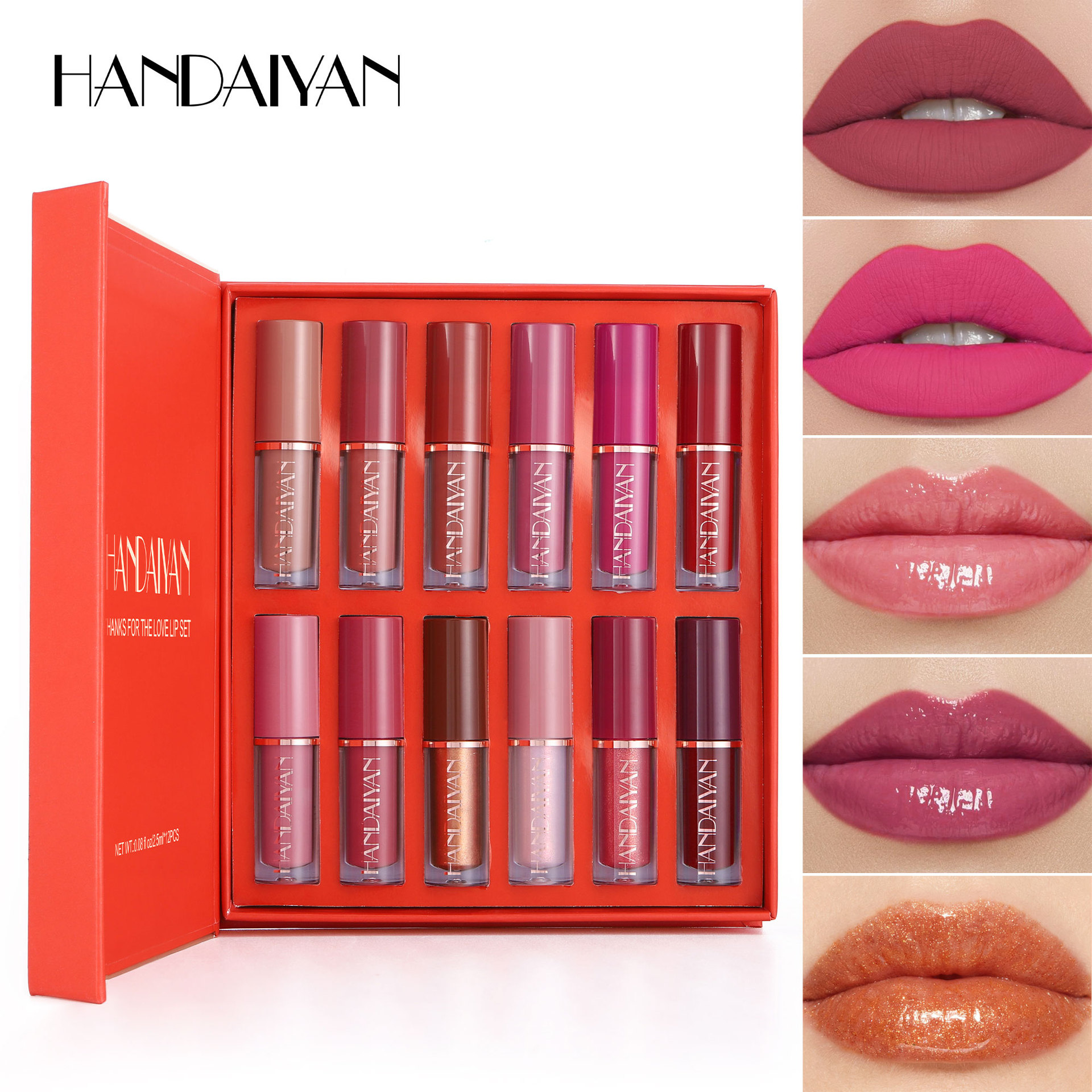 Ventas transfronterizas de HANDAIYAN12 festivales pornográficos del día de San Valentín, caja de libros, esmalte labial image 1