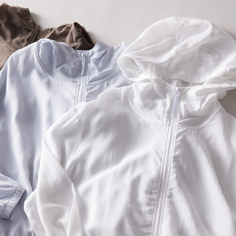 Tencel Linen Lightweight Hooded Sweatshirt for Women, New Spring and Summer Style, Lyocell Casual Jacket, Versatile Zip-Up Cardigan Top