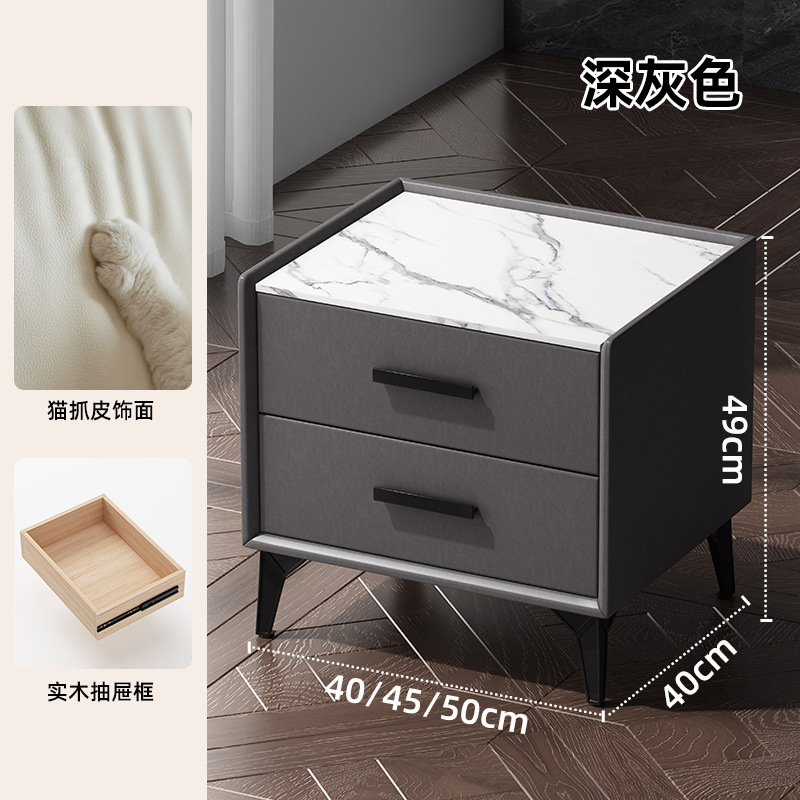 Mesa de cabezal de cama de madera sólida de corteza de roca simple gabinete de lado de la cama moderno pequeño gabinete de lujo pequeño almacenamiento dormitorio doméstico