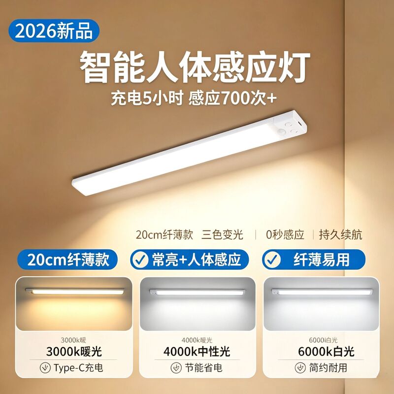 Ultra-Thin Smart Human Sensor Light That Turns on When Someone Approaches, No Wiring Required, Long-Lasting Battery Life, Three-Color Changing Led Strip Light Ultra-Thin Smart Human Sensor Light That Turns on When Someone Approaches, No Wiring Required, Long-Lasting Battery Life, Three-Color Changing Led Strip Light