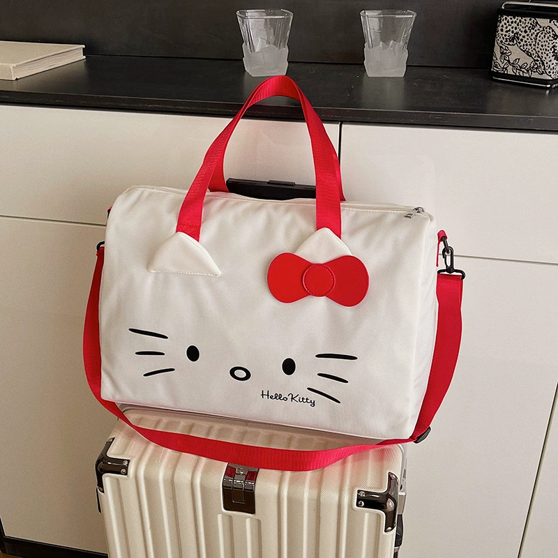 Hello Kitty, дорожная сумка, мультяшная милая вместительная через плечо с бантом, ручная/плечевая сумка