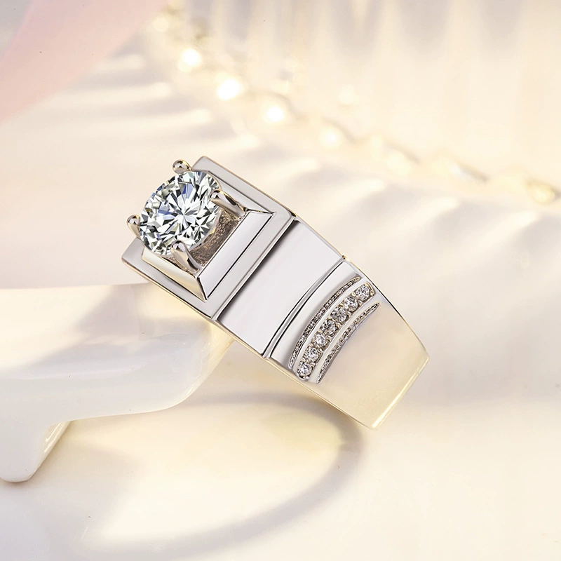 Платиновое мужское diamond обручальное кольцо, 2 карата, мужской стиль, оптом