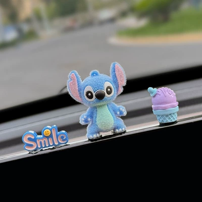 Cute Car Interior Screen Car ornaments - blue-flocked-stitch-set-of-3