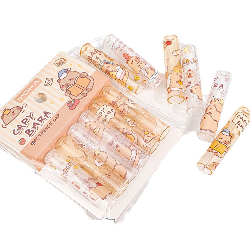 Capibara tapa de lápiz para estudiantes de escuela primaria nueva funda protectora transparente encantadora y resistente para niños tapa de punta de lápiz transfronteriza