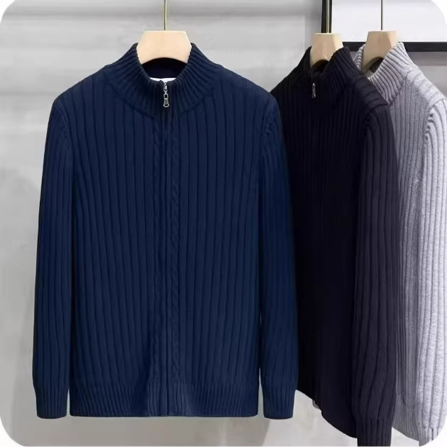 2025 New Trendy Men's Sweater Winter Jacket Spring and Autumn Zip-Up Knit Cardigan Thickened Outerwear for Men