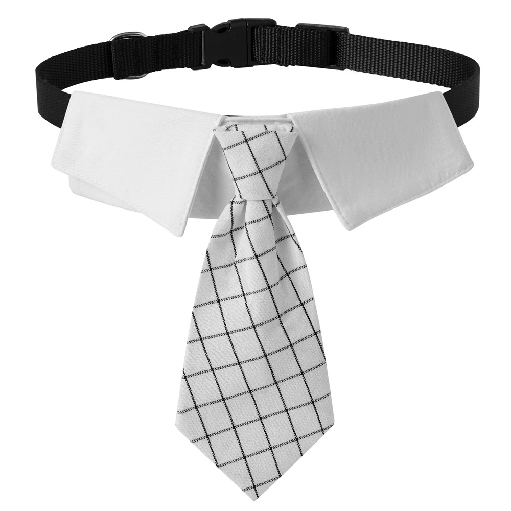 Fábrica en stock transfronterizo nuevo estilo británico guapo boda perro traje de sarga perro collar traje Plaid tie