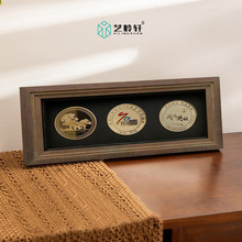仿实木相框ps发泡勋章中空相框展示框复古做旧咖色拼图相框定制