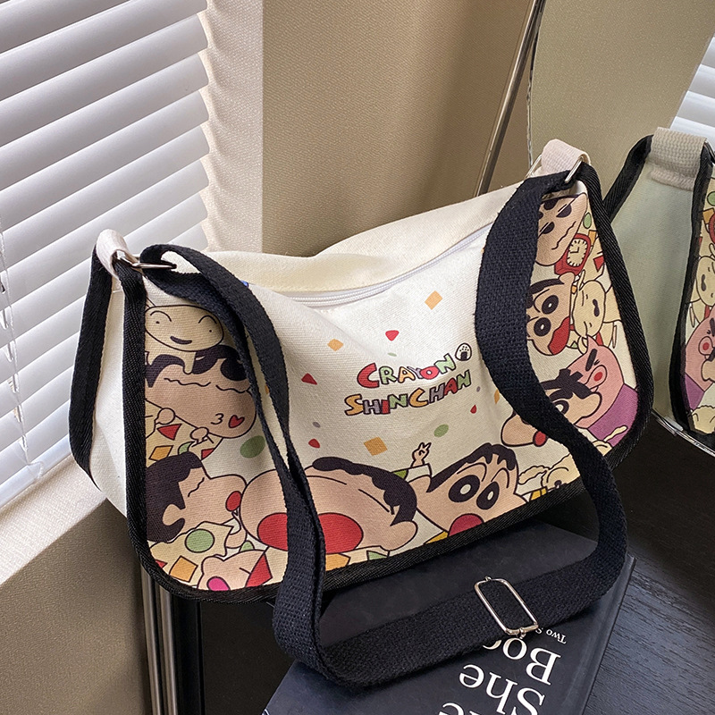 Ins Japanese Style All-match Cartoon Animation Printed Shoulder Bag Large Capacity Women's Casual Crossbody Bag Outgoing Dumpling Bag