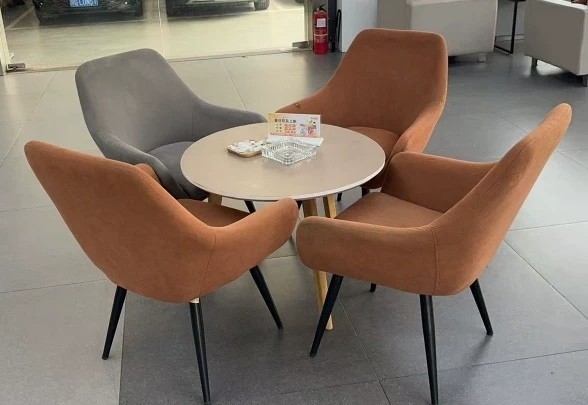 Nordic minimalist reception table and chair set, discussion table, conference table, rock slab reception table, casual small round table, dining table