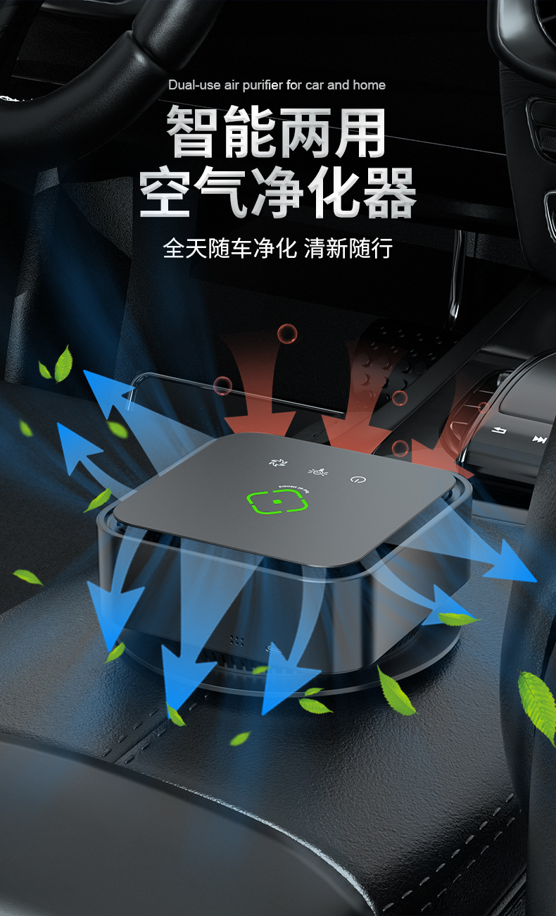 Cross-Border Car Air Purifier Formaldehyde Removal Sterilization Car Negative Ion Air Purifier Manufacturer Wholesale Gifts