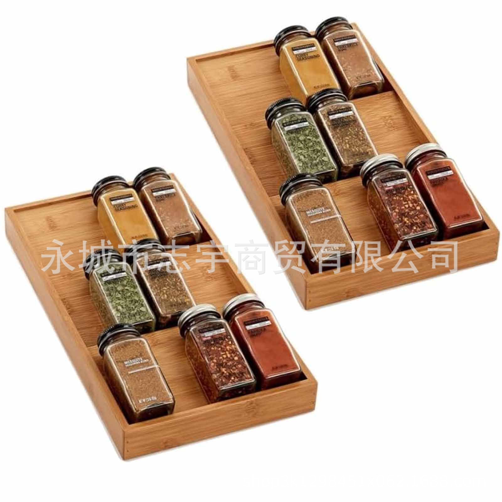 Madera cuadrada condimento rack especias rack almacenamiento rack material rack caja de almacenamiento de material de condimento