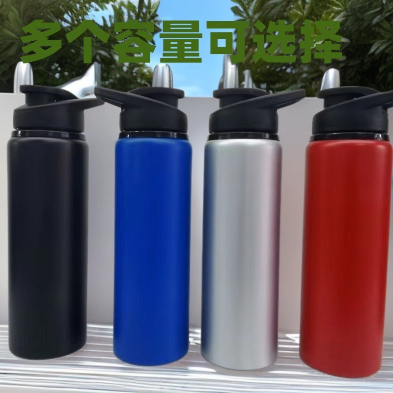Nuevo Amazon portátil transfronterizo americano boca grande kettle deportivo de acero inoxidable al aire libre taza de agua kettle de bicicleta
