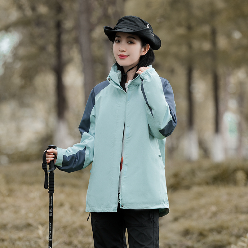 Chaqueta de pareja al aire libre transfronteriza de dos piezas de forro polar de coral para hombres y mujeres chaqueta a prueba de viento traje de alpinismo de esquí acuático