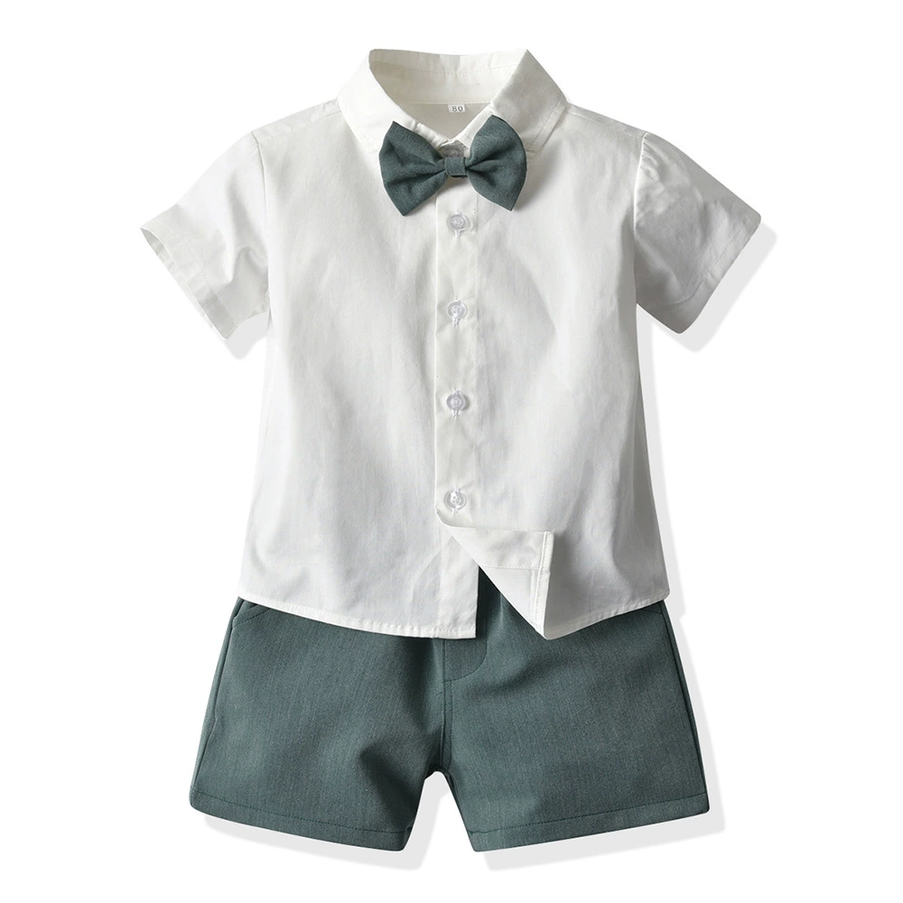 Summer sleeves for boys, set, shirt, overall, trousers, children's dress, with short sleeve, Korean style, children's clothing