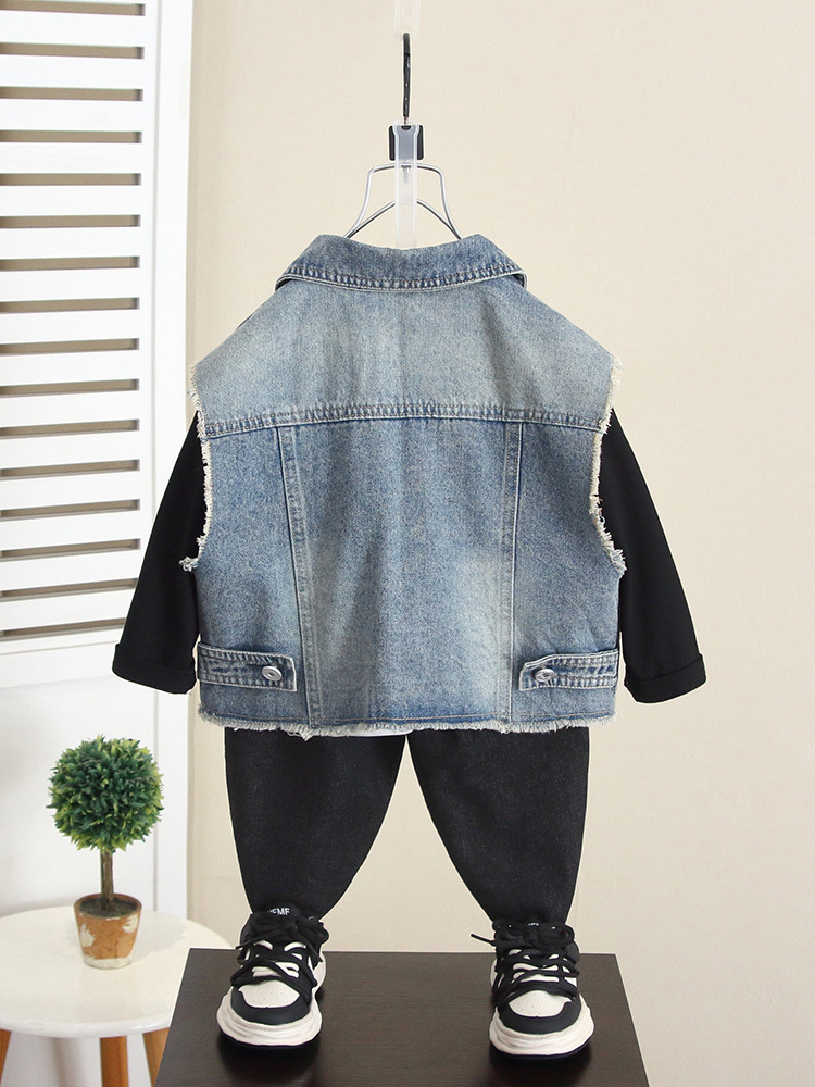 6261 Chaleco de mezclilla de primavera y otoño para niños Ropa exterior de chaleco de moda de otoño 2025 nuevo top de bebé image 5