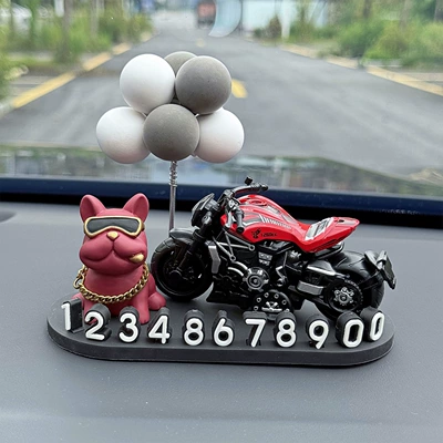 Nömrəli dayanma kartı – and high-end car temporary parking - red-french-bulldog-cruise-red-gray-white-ball-3d-o-style
