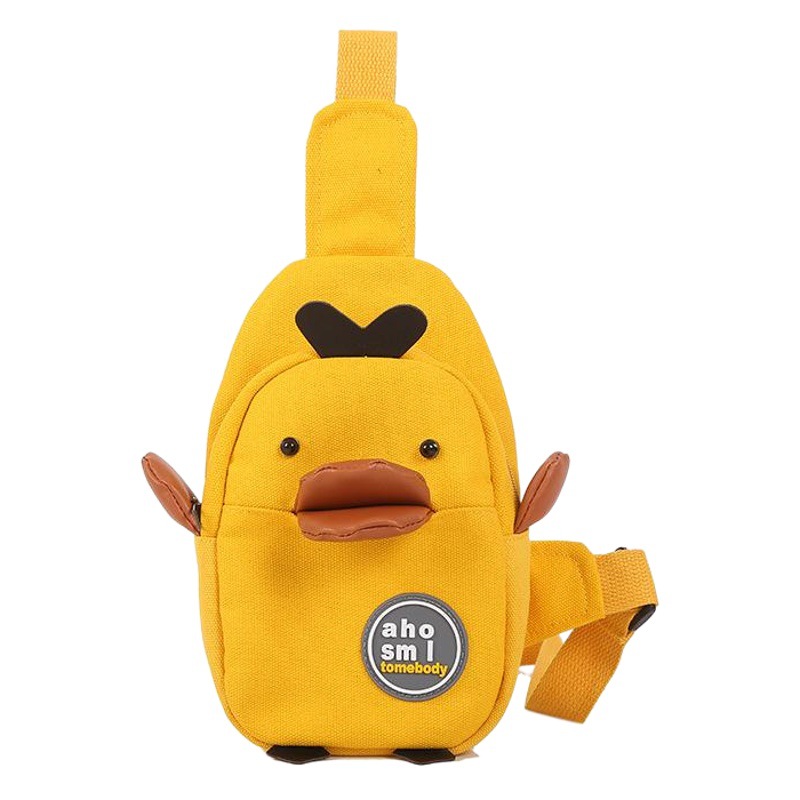 Fábrica al por mayor 2020 nuevo bolso de mujer de lona lindo de dibujos animados pequeño bolso de pecho de pato amarillo bolso bandolera para niños