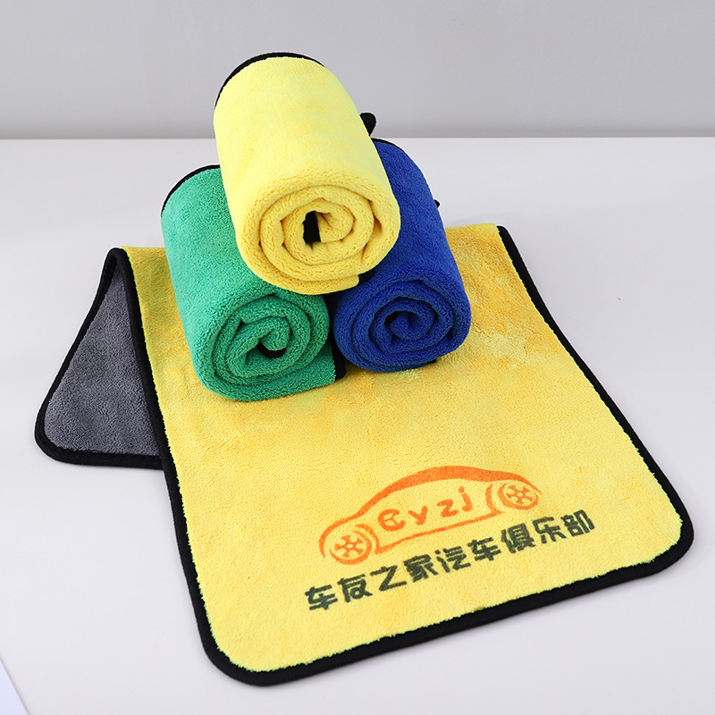 고밀도 세차 타월 산호 양털 양면 두꺼운 자동차 타월 흡수 유리 청소 타월은 광고 로고를 추가 할 수 있습니다