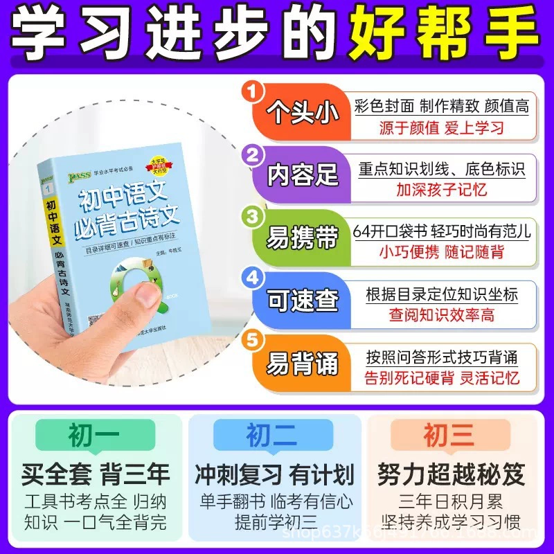 2026 Подготовка QBOOK Средняя школа 10 Основные знания карманные книги крупным шрифтом оптом