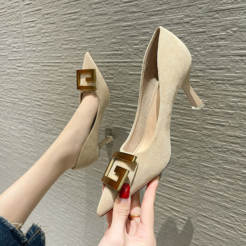 901-A20一件代发尖头女高跟鞋时尚休闲细跟浅口职业工作女单鞋子