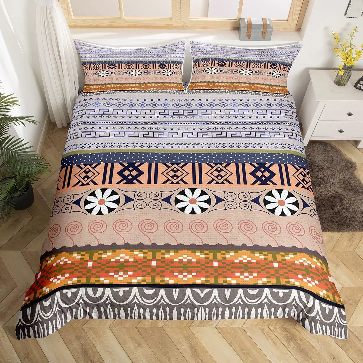 Комплект постельного белья из трех предметов с пододеяльником и наволочкой в стиле бохо, с мультяшным цифровым принтом, оптом на Amazon