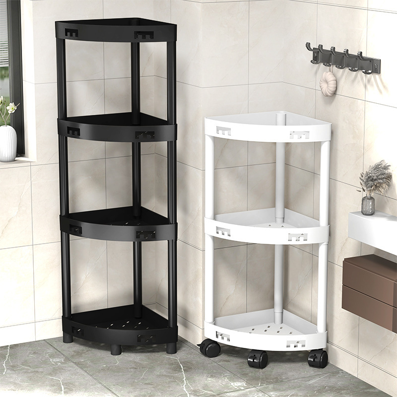 Bathroom Corner Shelf, Multi-Layer Floor-Standing Storage Rack, Shower Room Corner Organizer, Toilet Corner Shelf