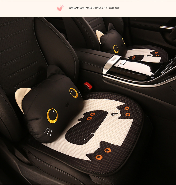 Cute little black cat and fish car cushion four seasons Universal cartoon cute Internet celebrity new seat cushion seat cover chair cushion