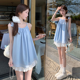 The Color of the Picture Has Been Processed 2024 Maternity Sleeve Sling Pure Color Halter Top