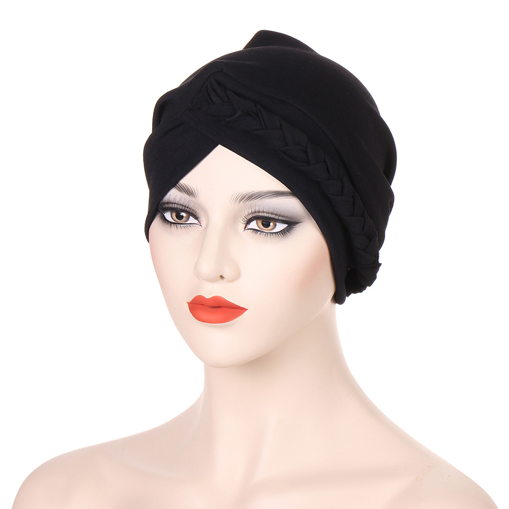 Neuer mehrfarbiger, zweiteiliger geflochtener Hut, Turban-Hut, modischer Turban-Hut, Pullover-Hut auf Lager_voghion.com