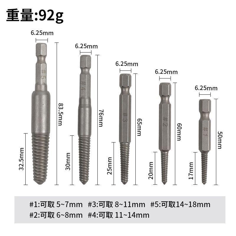 高速スチールダブルヘッドセット4341断糸滑りネジ取り出し器断糸取り出し器ネジ取り出し器ダブルヘッド|undefined