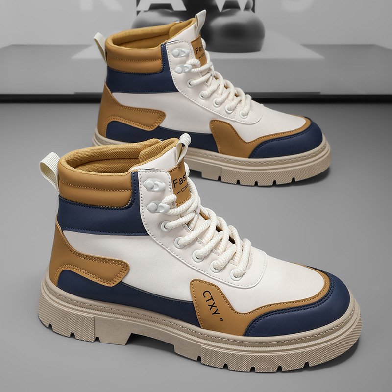 Botas Martin para hombre 2026 nueva primavera alta parte superior gruesa aumento de estilo británico botas de trabajo para hombre locomotora zapatos de moda casuales