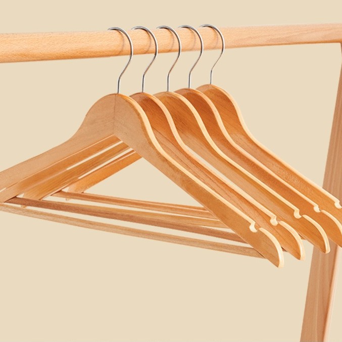 tronco de madera de loto color percha de madera sólida antideslizante sin marcas antideslizante percha de ropa hotel armario doméstico almacenamiento percha de ropa image 4