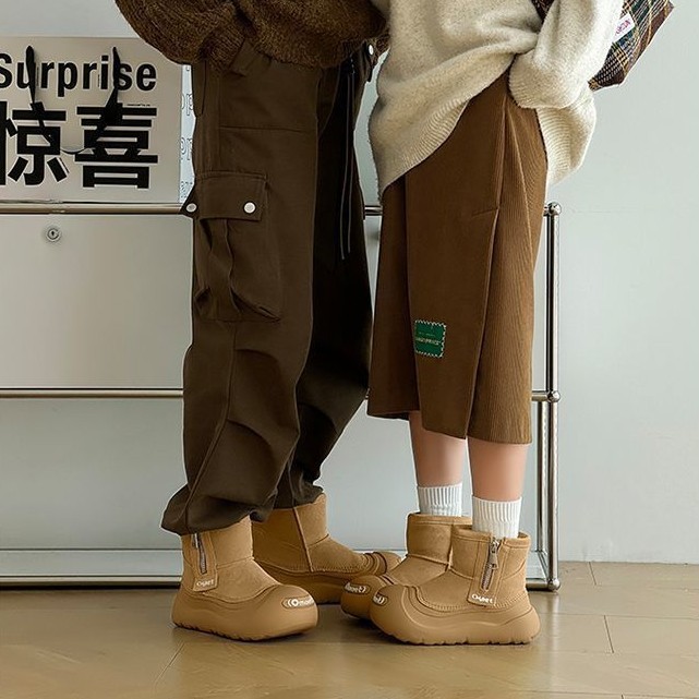 开口笑雪地靴美式丑萌大头马丁靴女冬季加绒保暖情侣东北大棉鞋|undefined