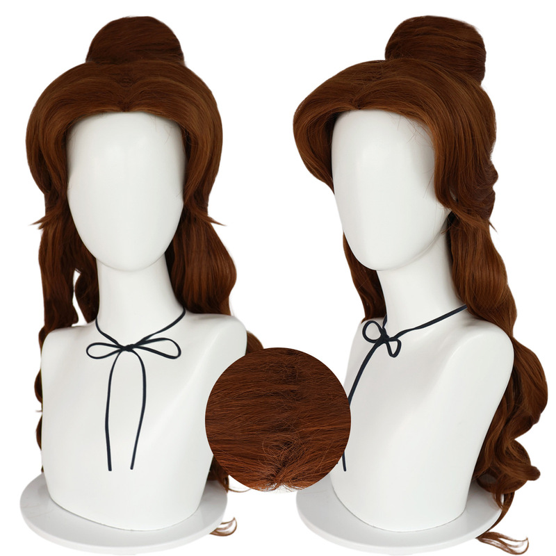 Belle Princess Belle Beauty and the Beast Belle Princess Movie cos Wig Brown Long Curly Hair