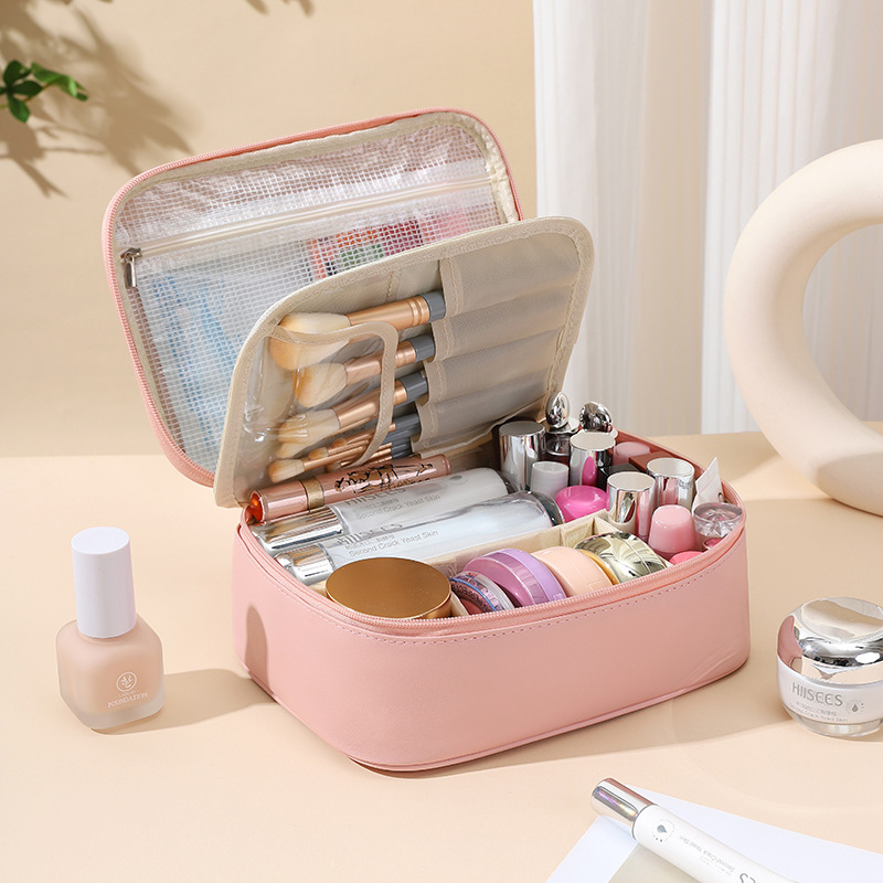 Espejo bolsa de almacenamiento portátil caja de almacenamiento de cosméticos caja de maquillaje simple portátil estilo coreano bolsa de viaje para mujeres multifuncional
