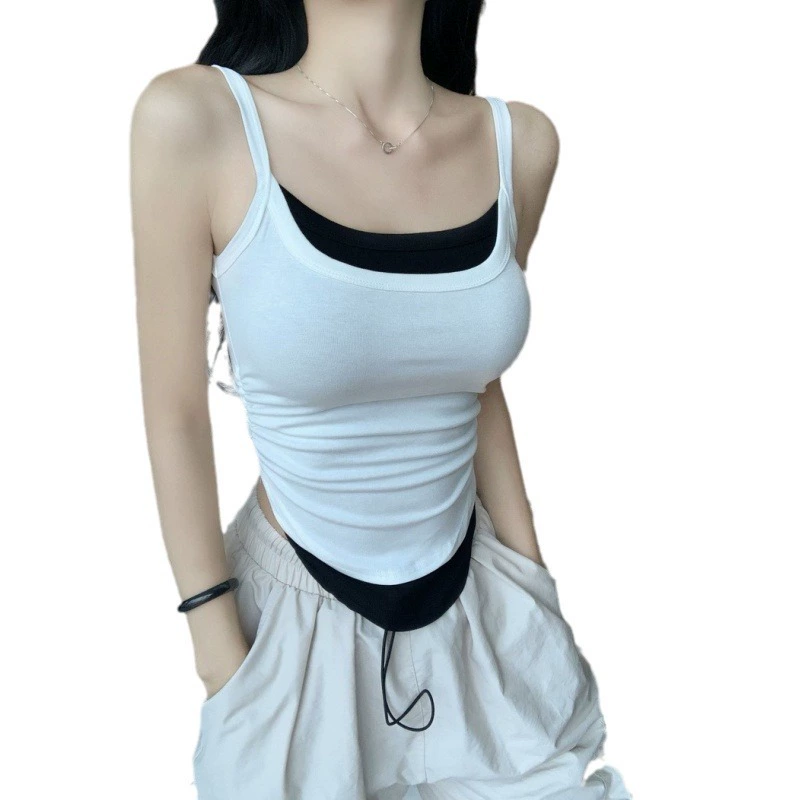 简漫妮 Design tank top, set, American style, lifting effect, trend of season, simple and elegant design