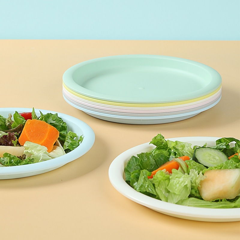 Environmental protection plate 6-piece ins high-looking kindergarten canteen home camping plate suit customized plastic turntable