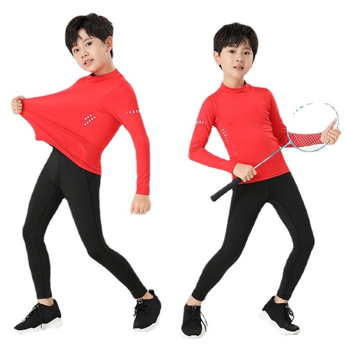 Children's Quick Dry Set Spring and Autumn New Style Elastic Tight Shorts and Top Basketball Football Sports Base Layer for Boys and Girls