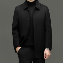 高端新品100山羊绒大衣男中长款秋冬季翻领双面呢子男士风衣外套