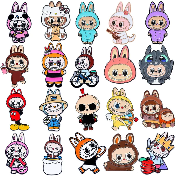 Cute Cartoon Creative Stylish Labubu Metal Badge Forest Elf Labubu Alloy Brooch Accessories