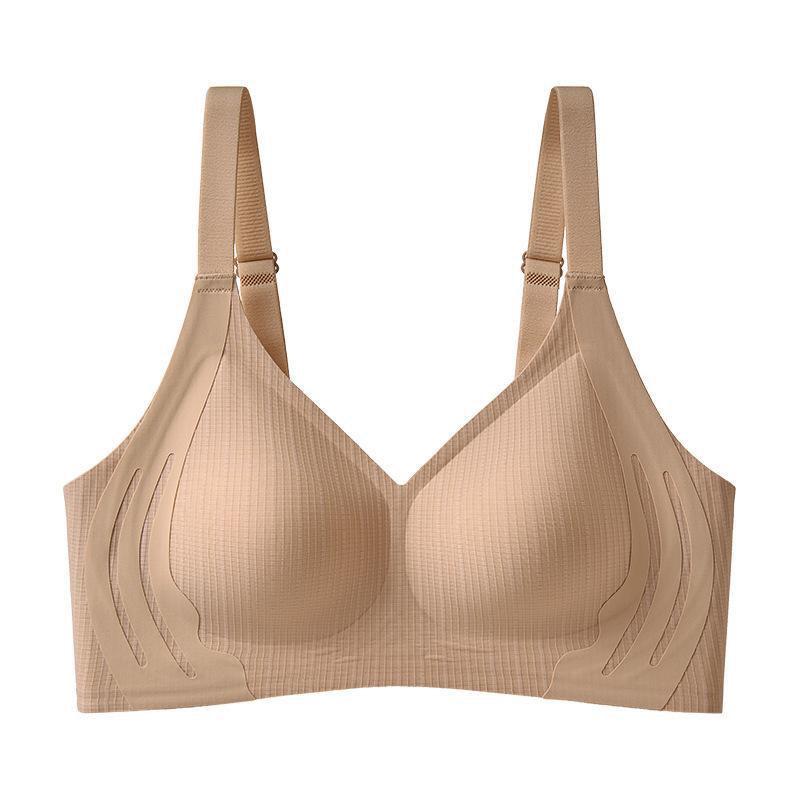 Levante ropa interior de soporte suave para damas delgada sin marcas sin anillo de acero sujetador recopilado anti-caída sujetador de copa fija